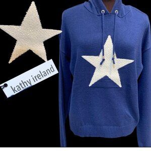 Kathy Ireland Star Sweater Hoodie NWT Medium Sparkle